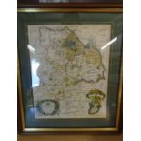18c Huntingtonshire framed map 81/2x11"