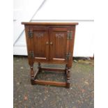 Small Oak Old Charm cupboard on stand H72cm W50cm D35cm approx