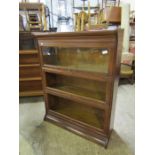 Globe Wernicke style stacking glazed bookcase with 2 missing pieces of glass A/F. H113cm W87cm D30cm