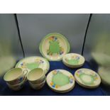 Clarice Cliff Crocus Royal Staffordshire/Newport pottery part breakfast service to incl serving