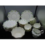 Vintage Paragon China part-tea set with green cameo pattern comprising 2 serving plates, 12 cake