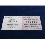 Original 'Last night of the old Cavern' ticket no. 784 for Liverpool's most famous club, 27th may