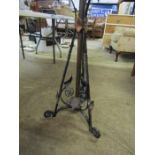 Arts and Crafts style wrought iron and copper floor lamp