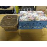 2 sewing baskets with contents
