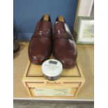 Barker men's shoes Campbell loafers in wood cobbler brown, size 8.5, new in box with shoes lasts and