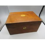 Box with silk compartments inside (a/f) and brass inlay and escutcheon