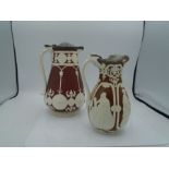2 Victorian Stoneware Salt glazed lidded pitchers lids marked 'Atkin Brothers Sheffield' C. 1860s
