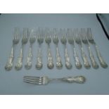 11 Tiffany & Co Sterling silver forks marked 1870. plus one other marked sterling approx. 75g each