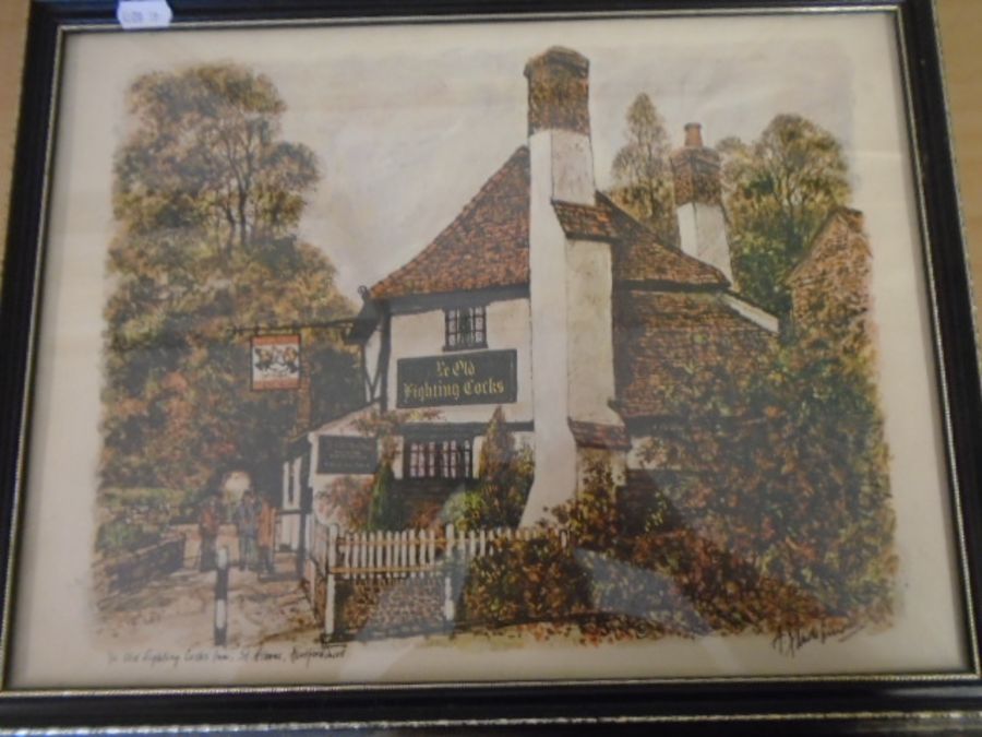 A Lancaster bomber print and a print of a Hertfordshire pub 'The fighting cocks' - Image 2 of 2