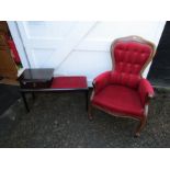 Stag telephone seat and button back bedroom chair