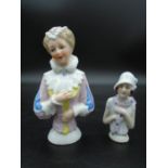 2 Vintage porcelain half doll pin cushions