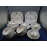 Vintage part tea service to incl 2 cake plates, 12 cups and 12 saucers (1 broken)