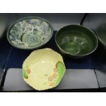 Royal Staffordshire green bowl, Carltonware bowl and an Oriental dish- has large chip on edge