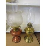 copper and brass oil lamps