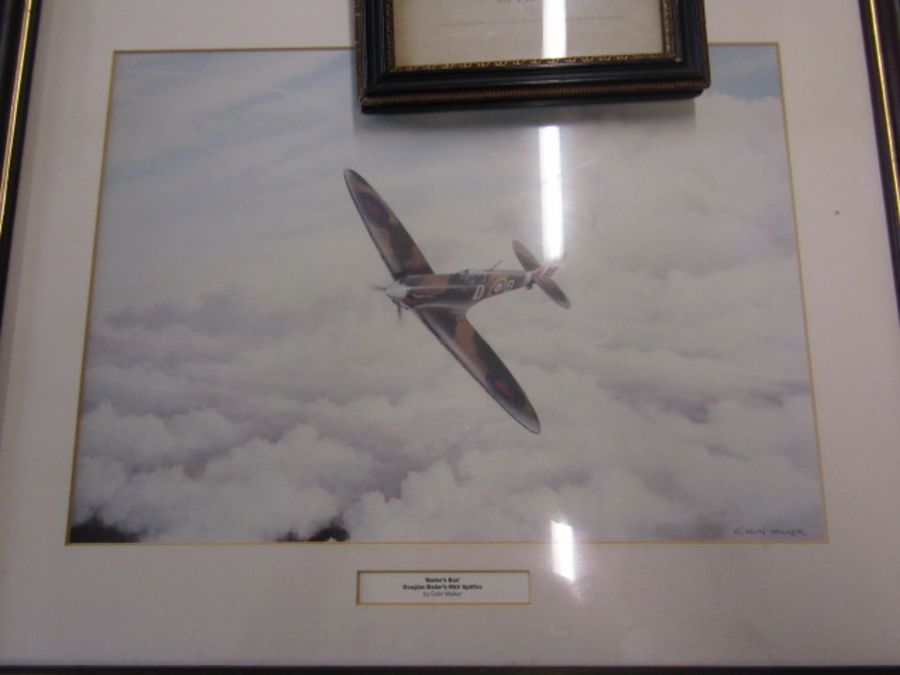 A Colin Walker spitfire print, wool work, water colour and one other - Image 2 of 5