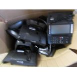 A box of mitel office phones- about 8