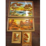 A set of landscape pictures with Amber embellishment to the trees