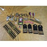 Militaria items including patches and buttons etc