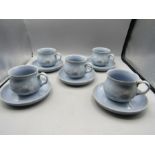 Denby 'Blue dawn' cups and saucers x 5