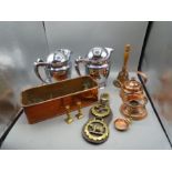 Collection of copper and brass items etc to include horse brass, kettle, planter plus 2 new