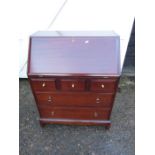 Stag bureau with 3 short over 2 long drawers H98cm W76cm D45cm approx