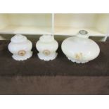 3 Glass lamp shades with floral detail
