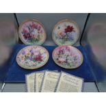 4 Lena Liu picture plates of flowers, all with boxes and certificates