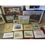 Job lot of framed pictures in mixed media