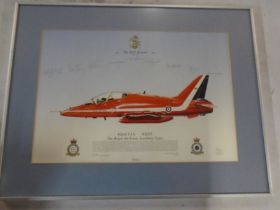 The Red Arrows RAF featuring the Hawk T1A XX253 print, signed by the 1990 team pilots, limited