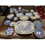 Blue and white china collection to include Delft, Wedgwood willow, Royal Doulton Norfolk pattern