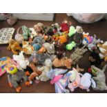 A collection of TY beanie babies