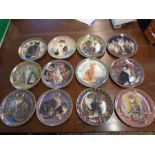 Lesley Ann Ivory 12 collectors plates from the series 'Cats Around The World' for Danbury Mint
