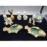 West Germany poodles, Wedgwood 'Charily' figure, Delft, dog figures and penguins