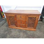 Maharani sideboard with 3 central drawers flanked by 2 lattice doors H71cm W120cm D46cm approx