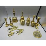 Brass bells, swallows, owls and mini candlesticks