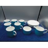 Susie Cooper Wedgwood part coffee service - 6 saucers are 'Amber' C2095 and 6 coffee cans, cream jug
