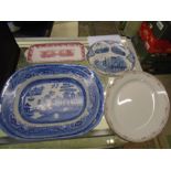 Collection of serving trays and meat platters to incl Enoch Wedgwood Tunstall, J & G Meaking,