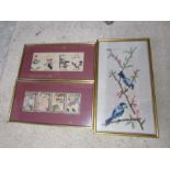 3 framed needlework pictures