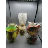 Burleigh squirrel jug, an owl jug and other various jugs and vases