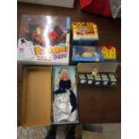 Winter velvet Barbie in original box and other boxed toys plus a large box of sealed McDonald toys