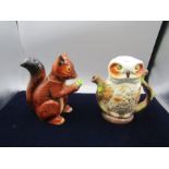 Tony Wood squirrel and owl teapots