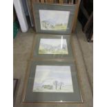 3 framed original watercolours all signed F.A. Fountain