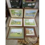 6 framed original watercolours all signed F.A. Fountain