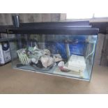 Clear Seal tropical fish tank setup with heater and accessories H47cm W76cm D30cm approx