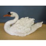 large ceramic swan figure 18x10"