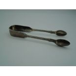 A pair of silver sugar tongs hallmarked (maker Charles Boyton I) 1845 London. Total weight 48.9g