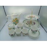 Portmeirion afternoon coffee service to include coffee pot, lidded sugar bowl, cream jug, 4 cups and