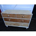 Vintage pine 2 short over 2 long chest of drawers H86cm W119cm D52cm approx