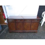 Veneered and inlaid sideboard with 3 drawers and 4 doors H82cm W153cm D46cm approx