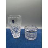Royal Doulton Crystal rose bowl, 8cm tall and vase 18cm, both boxed